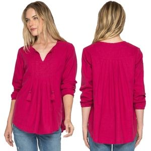 Johnny Was Calme Pink BOHO Peasant Blouse